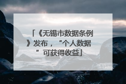 《无锡市数据条例》发布，“个人数据”可获得收益