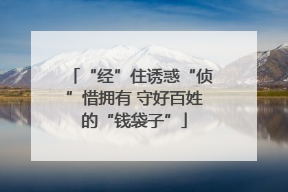 “经”住诱惑“侦”惜拥有 守好百姓的“钱袋子”