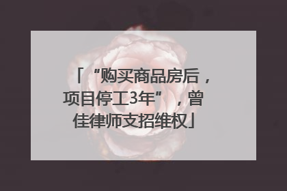 “购买商品房后，项目停工3年”，曾佳律师支招维权