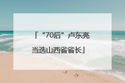 “70后”卢东亮当选山西省省长