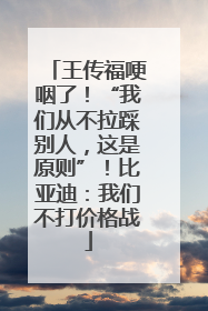 王传福哽咽了！“我们从不拉踩别人，这是原则”！比亚迪：我们不打价格战