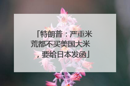 特朗普：严重米荒都不买美国大米，要给日本发函