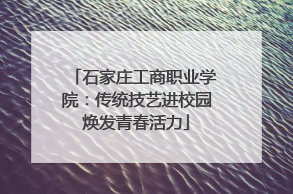 石家庄工商职业学院：传统技艺进校园焕发青春活力