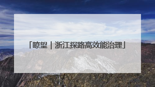 瞭望｜浙江探路高效能治理