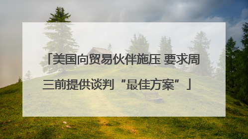 美国向贸易伙伴施压 要求周三前提供谈判“最佳方案”