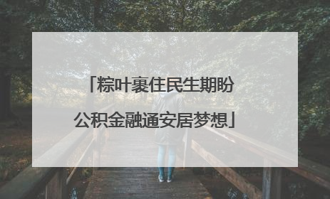 粽叶裹住民生期盼 公积金融通安居梦想