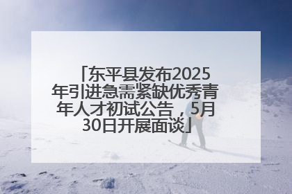 东平县发布2025年引进急需紧缺优秀青年人才初试公告，5月30日开展面谈