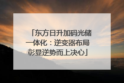 东方日升加码光储一体化：逆变器布局彰显逆势而上决心
