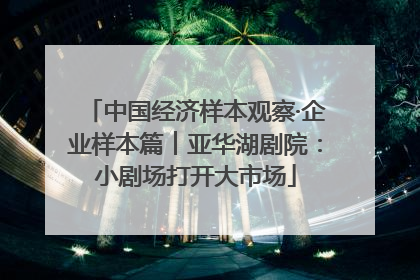 中国经济样本观察·企业样本篇︱亚华湖剧院：小剧场打开大市场