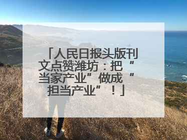 人民日报头版刊文点赞潍坊：把“当家产业”做成“担当产业”！