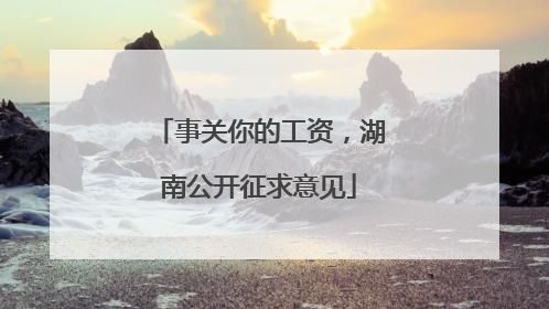 事关你的工资，湖南公开征求意见