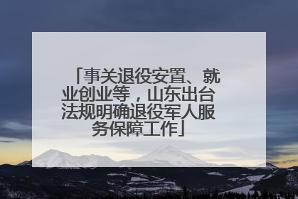 事关退役安置、就业创业等，山东出台法规明确退役军人服务保障工作