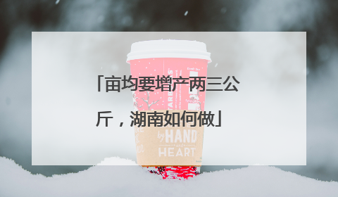 亩均要增产两三公斤，湖南如何做