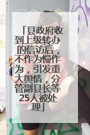 县政府收到上级转办的信访后，不作为慢作为，引发重大舆情，分管副县长等25人被处理