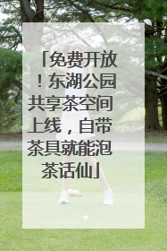 免费开放！东湖公园共享茶空间上线，自带茶具就能泡茶话仙