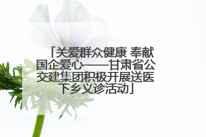 关爱群众健康 奉献国企爱心——甘肃省公交建集团积极开展送医下乡义诊活动