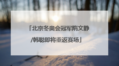 北京冬奥会冠军隋文静/韩聪即将重返赛场