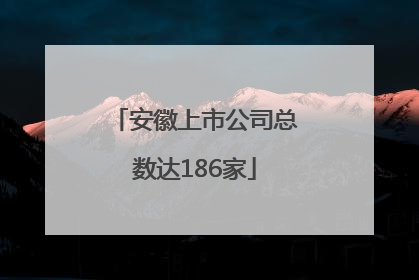 安徽上市公司总数达186家