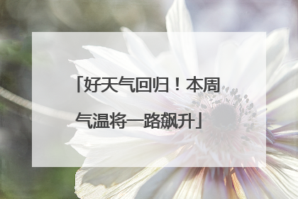 好天气回归！本周气温将一路飙升
