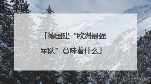 德国建“欧洲最强军队”意味着什么