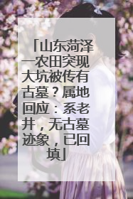 山东菏泽一农田突现大坑被传有古墓？属地回应：系老井，无古墓迹象，已回填