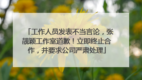 工作人员发表不当言论，张靓颖工作室道歉！立即终止合作，并要求公司严肃处理