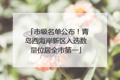 市级名单公布！青岛西海岸新区入选数量位居全市第一