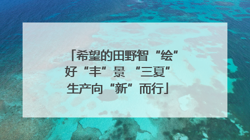 希望的田野智“绘”好“丰”景 “三夏”生产向“新”而行