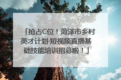 抢占C位！菏泽市乡村英才计划·短视频直播基础技能培训招募啦！