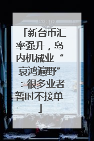 新台币汇率强升，岛内机械业“哀鸿遍野”：很多业者暂时不接单