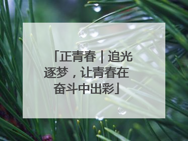 正青春｜追光逐梦，让青春在奋斗中出彩