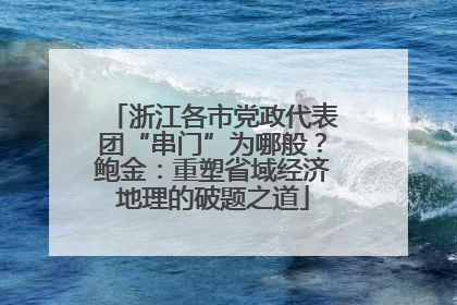 浙江各市党政代表团“串门”为哪般？鲍金：重塑省域经济地理的破题之道