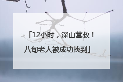12小时，深山营救！八旬老人被成功找到