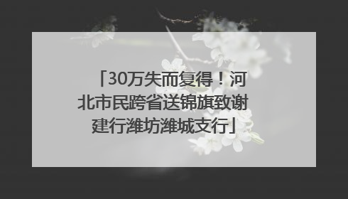 30万失而复得！河北市民跨省送锦旗致谢建行潍坊潍城支行